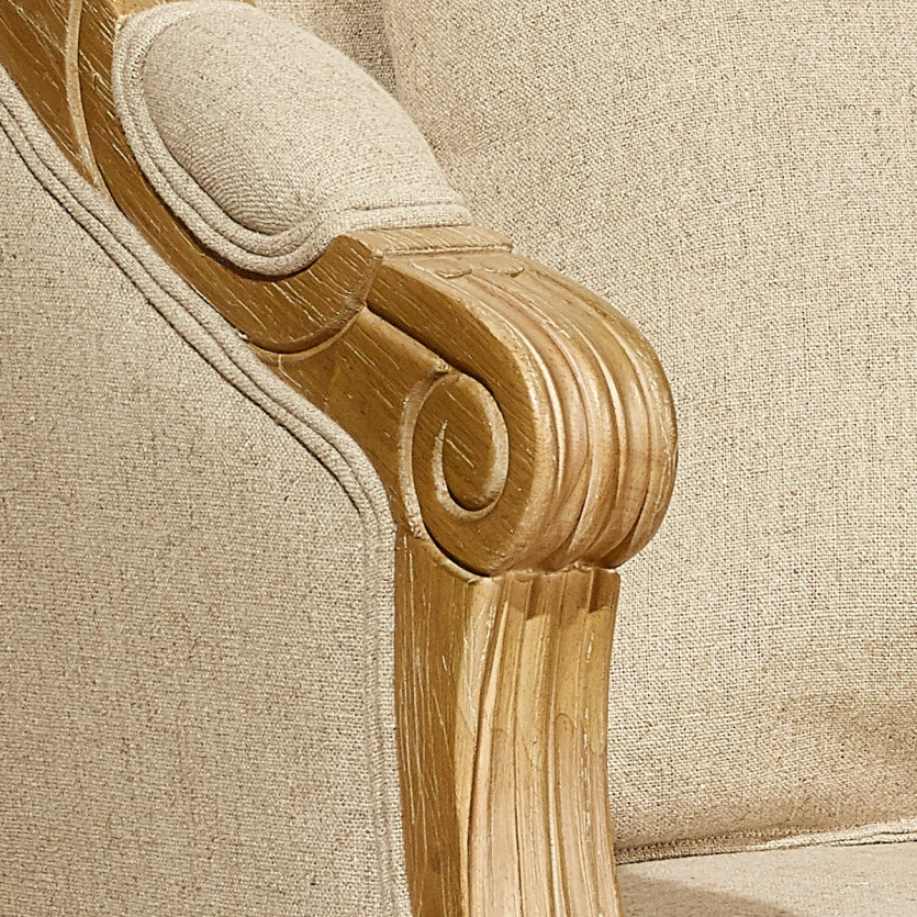 ALEXANDRE Bergère Armchair - Classic style in solid wood and linen, 1 seat, FSC® certified wood