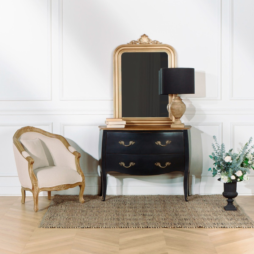 Fauteuil bergère ALEXANDRE - Style classique en bois massif et lin, 1 place, bois certifié FSC®