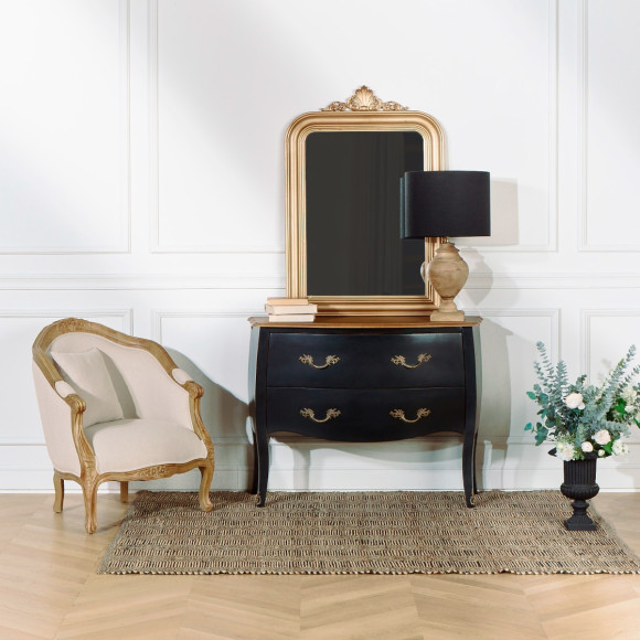 Fauteuil bergère ALEXANDRE - Style classique en bois massif et lin, 1 place, bois certifié FSC®
