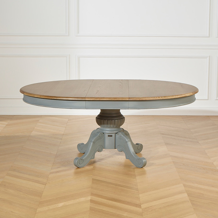 Table de repas extensible AMBOISE - Style classique, pieds gris souris, 6/8 couverts