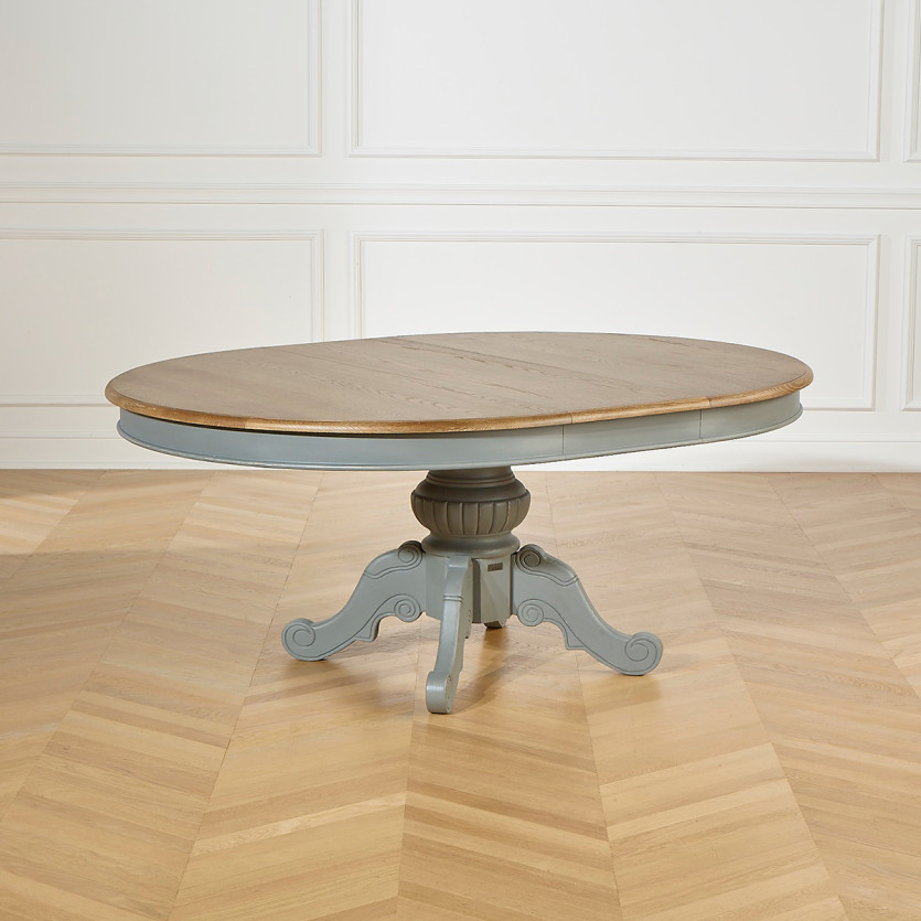 Table de repas extensible AMBOISE - Style classique, pieds gris souris, 6/8 couverts