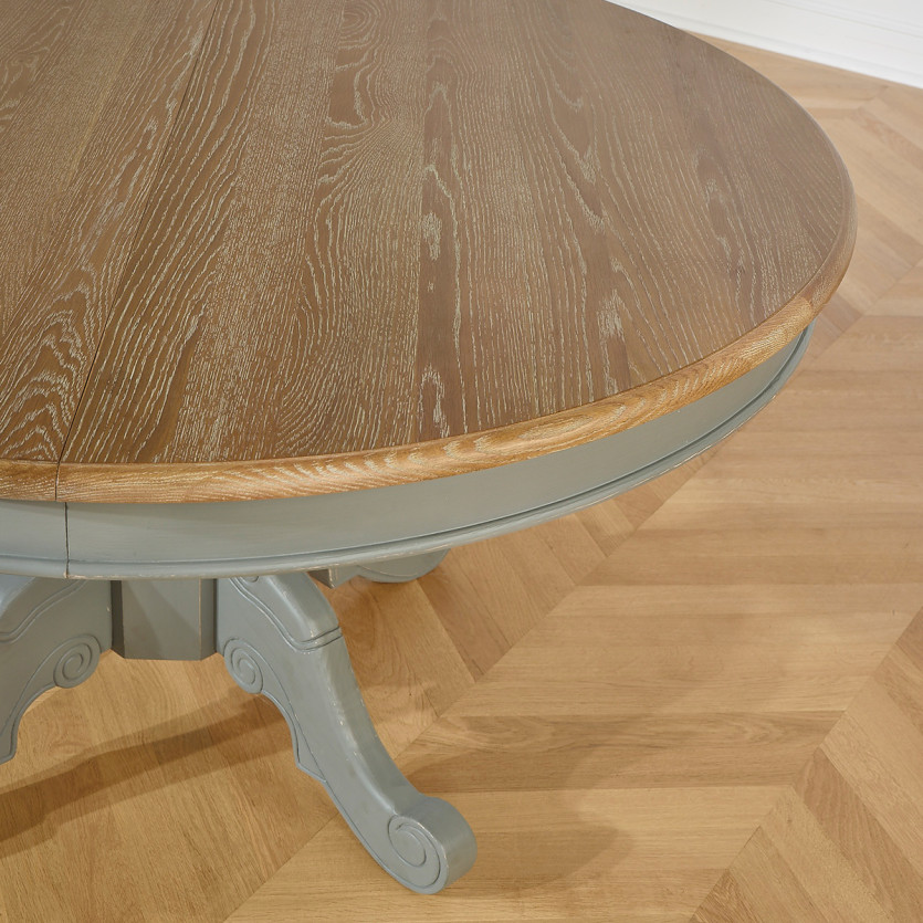 AMBOISE - Extendable dining table for 6 to 8 settings, anthracite gray patina