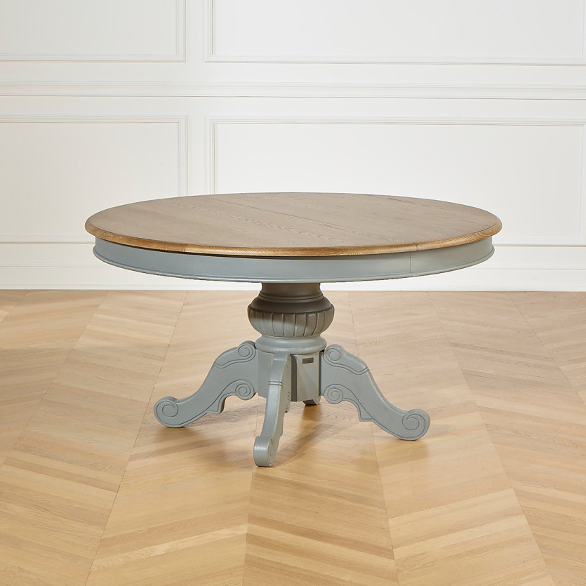 Table de repas extensible AMBOISE - Style classique, pieds gris souris, 6/8 couverts