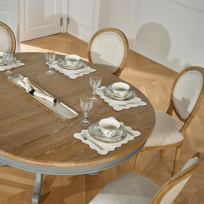 AMBOISE - Extendable dining table for 6 to 8 settings, anthracite gray patina