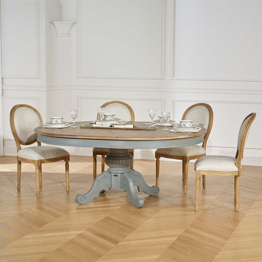 AMBOISE - Extendable dining table for 6 to 8 settings, anthracite gray patina