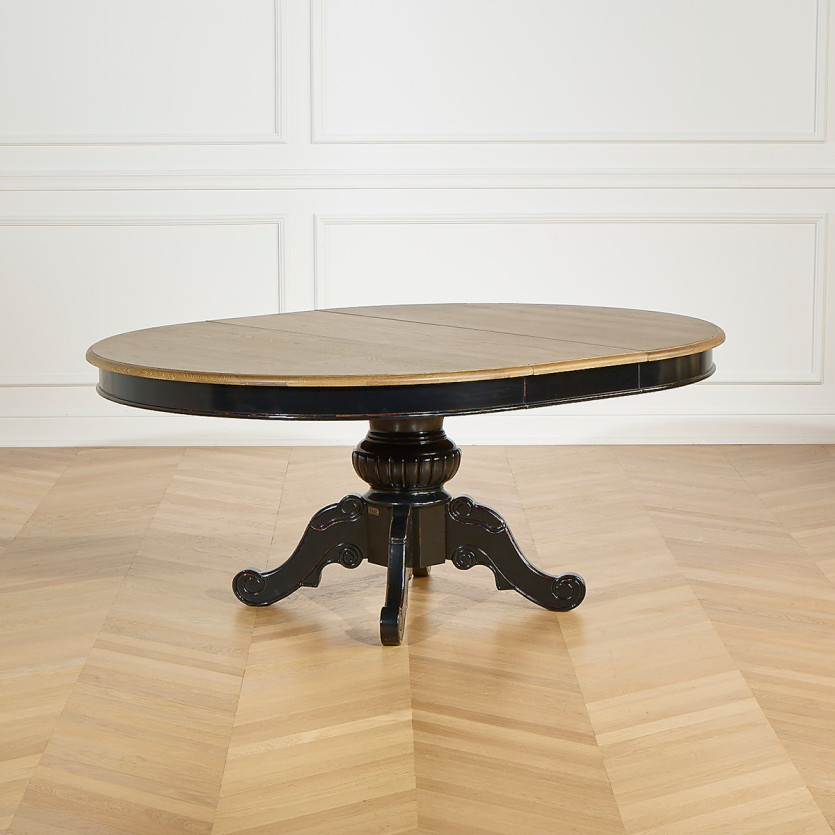 AMBOISE - Extendable dining table in shabby chic style, oak top,  6 / 8 seats