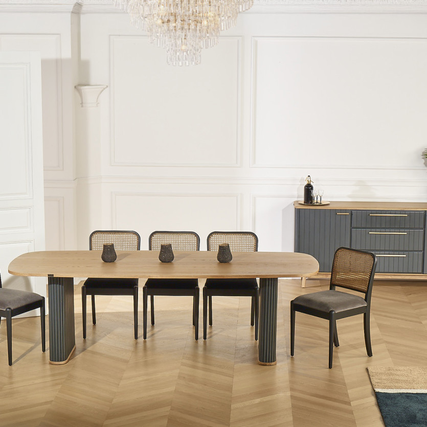Table à manger JOËL - Style contemporain, plateau en chêne, 10 couverts, bois certifié FSC®