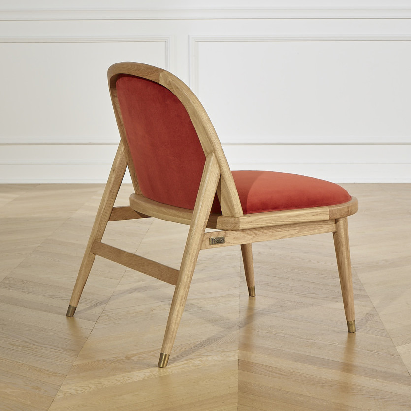 Fauteuil SUZETTE - Style vintage en bois massif et velours, 1 place