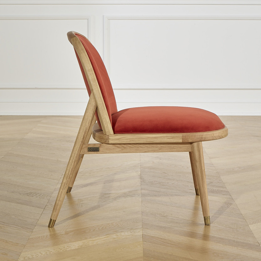 Poltrona SUZETTE - Stile vintage in legno massiccio e velluto, 1 posto