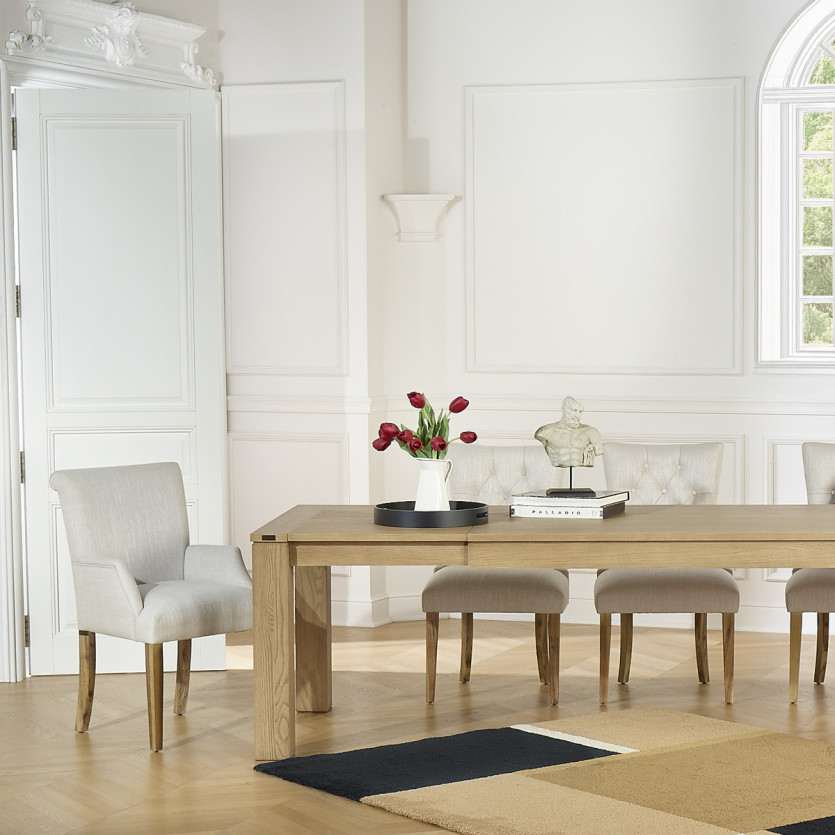 Table à manger extensible MEGÈVE - Style contemporain en chêne, 1 rallonge, 8/10 couverts, bois certifié FSC®