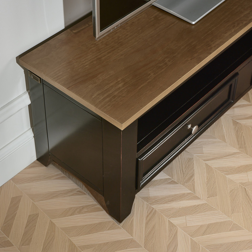 ARCHER - Meuble TV style bord de mer en bois, 1 niche, 2 tiroirs, bois certifié FSC®