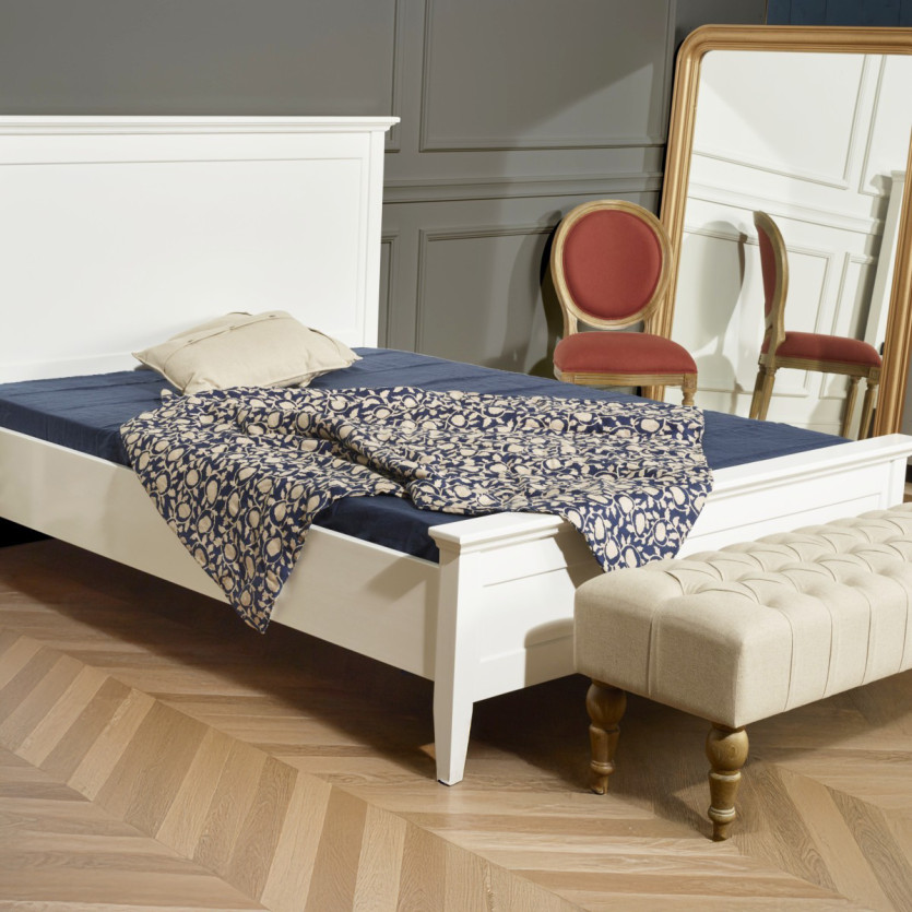 Banco para o pé da cama JANE - Estilo shabby chic, em madeira e tecido acolchoado, 150 cm
