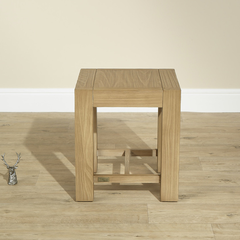 Small MEGÈVE stool – Contemporary style in solid wood, 1 crossbar, FSC® certified wood