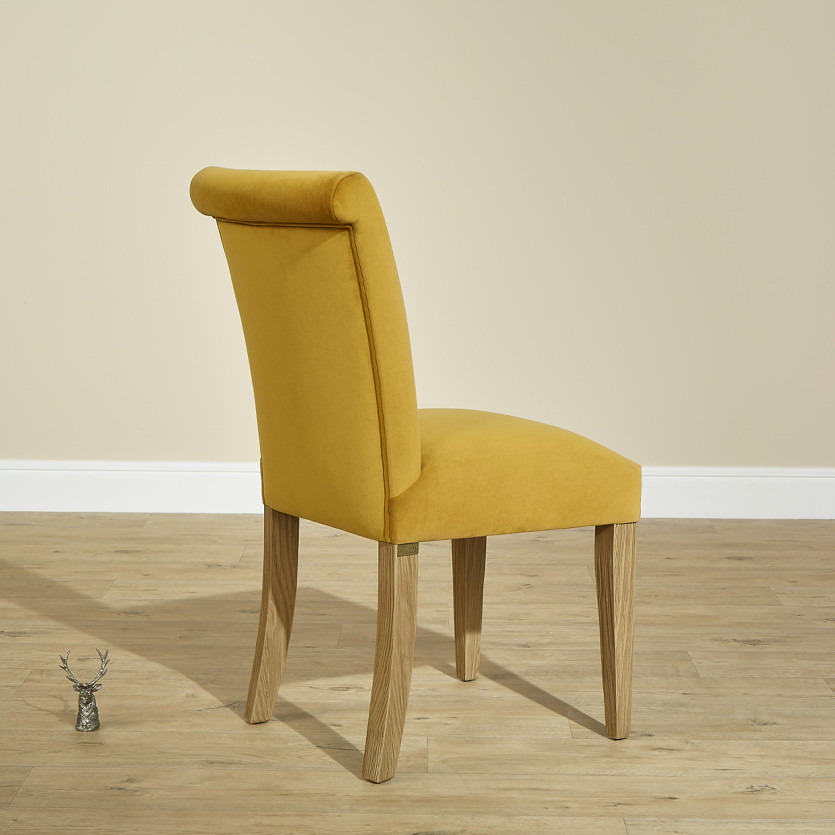 MEGÈVE – Lot de 2 chaises contemporaines en bois massif et velours polyester, bois certifié FSC®