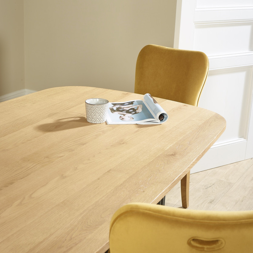 JOËL - Set van 2 eigentijdse stoelen van massief hout en fluweel, hout gecertificeerd FSC®