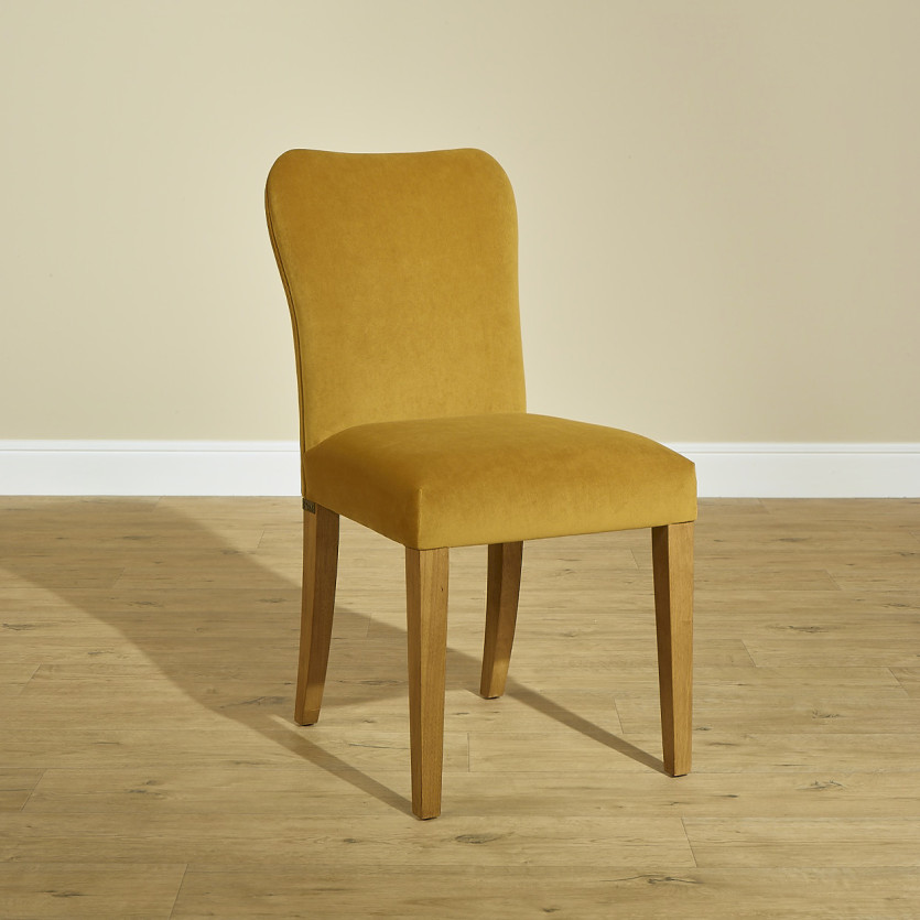JOËL - Lot de 2 chaises contemporaines en bois massif et velours, bois certifié FSC®