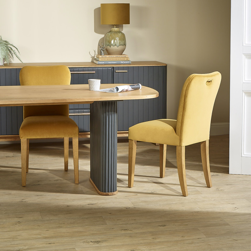 JOËL - Lot de 2 chaises contemporaines en bois massif et velours, bois certifié FSC®