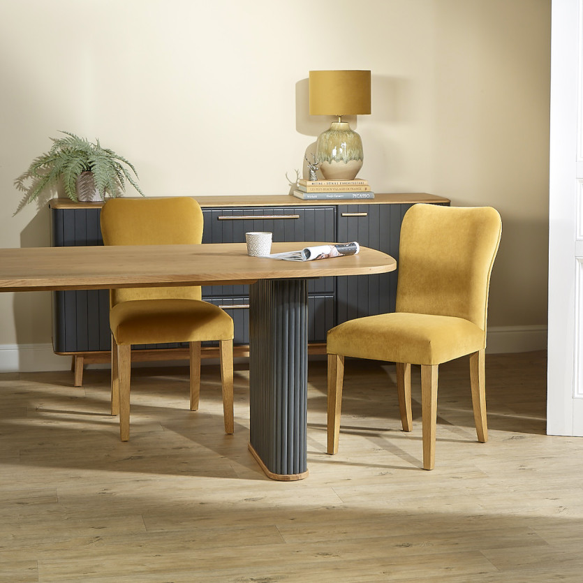 JOËL - Lot de 2 chaises contemporaines en bois massif et velours, bois certifié FSC®