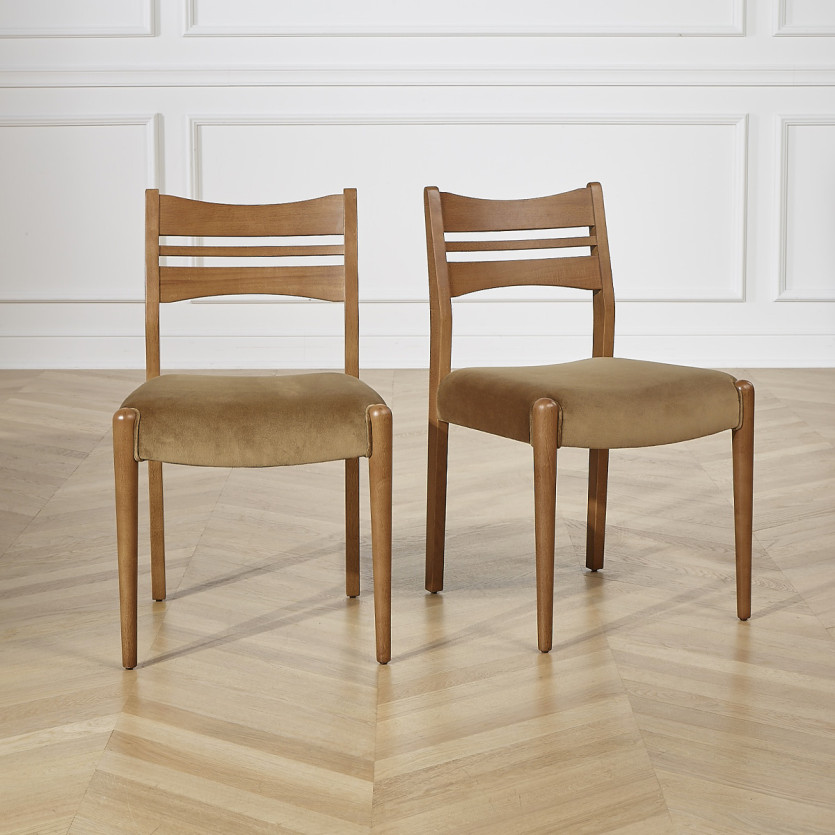 LIAM – Lot de 2 chaises salle à manger style scandinave en bois massif, bois certifié FSC®
