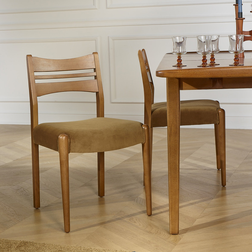 LIAM – Lot de 2 chaises salle à manger style scandinave en bois massif, bois certifié FSC®