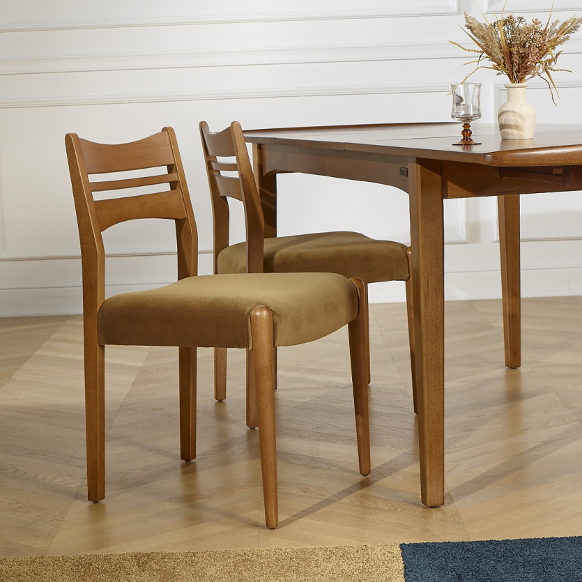 LIAM – Lot de 2 chaises salle à manger style scandinave en bois massif, bois certifié FSC®
