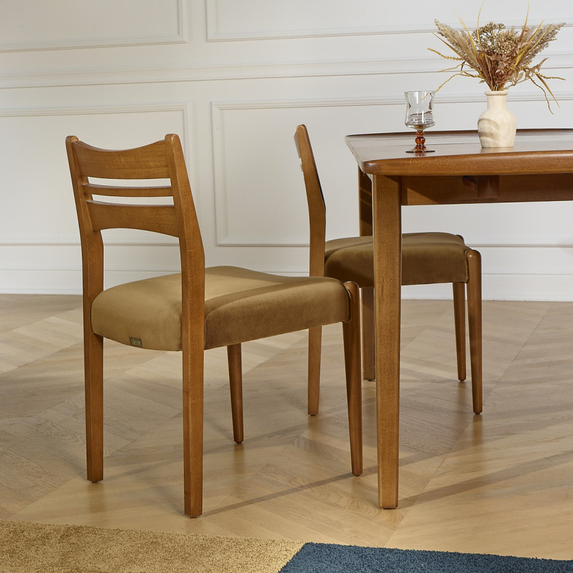 LIAM – Lot de 2 chaises salle à manger style scandinave en bois massif, bois certifié FSC®