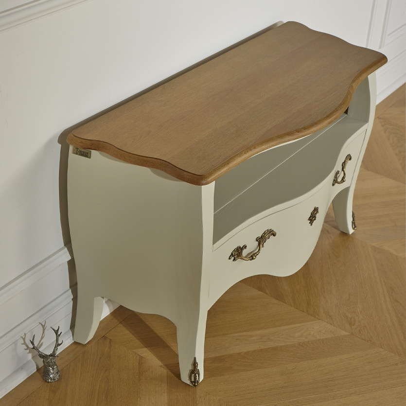 AQUITAINE – Meuble TV 100 cm style shabby chic, 1 tiroir, 1 niche, bois certifié FSC®