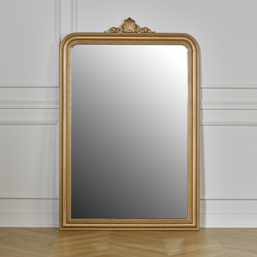 AMANDINE - Spiegel in shabby chic-stijl van hout, met gouden patina