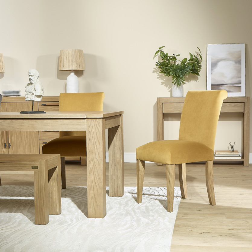 Mesa de comedor extensible MEGÈVE - Estilo contemporáneo en roble, 1 extensión, 8/10 cubiertos, madera certificada FSC®