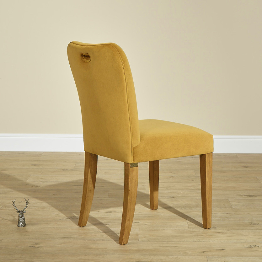 JOËL - Lot de 2 chaises contemporaines en bois massif et velours, bois certifié FSC®