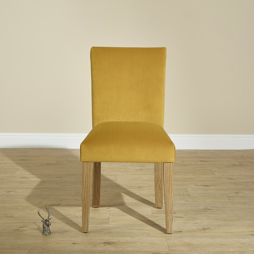 MEGÈVE – Lot de 2 chaises contemporaines en bois massif et velours polyester, bois certifié FSC®