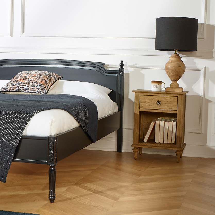 Lit double HANNAH - Style shabby chic en bois peint, 2 places, 160 x 200