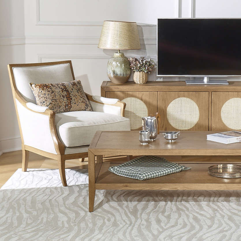 Fauteuil MONTANA - Style contemporain en chêne massif et lin premium
