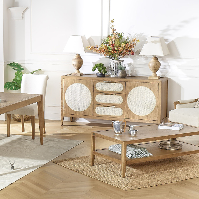 MONTANA coffee table - Contemporary style in oak, double shelf
