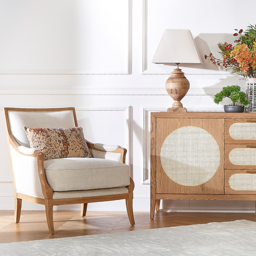 Fauteuil MONTANA - Style contemporain en chêne massif et lin premium