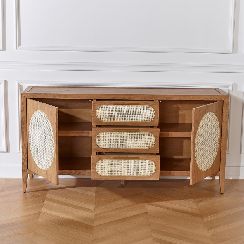 MONTANA - Grand buffet en chêne style contemporain, 2 portes, 3 tiroirs