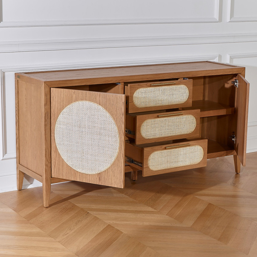MONTANA - Grand buffet en chêne style contemporain, 2 portes, 3 tiroirs