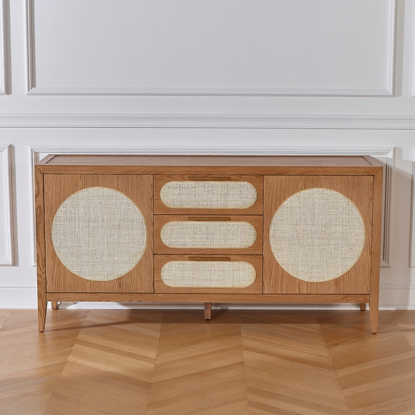 MONTANA - Grand buffet en chêne style contemporain, 2 portes, 3 tiroirs