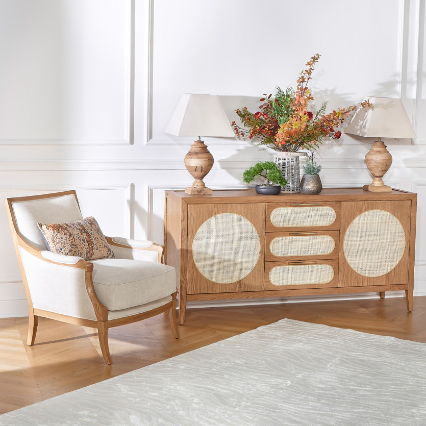 MONTANA - Grand buffet en chêne style contemporain, 2 portes, 3 tiroirs