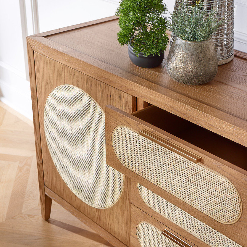 MONTANA - Grote dressoir in eigentijdse stijl van eikenhout, 2 deuren, 3 lades