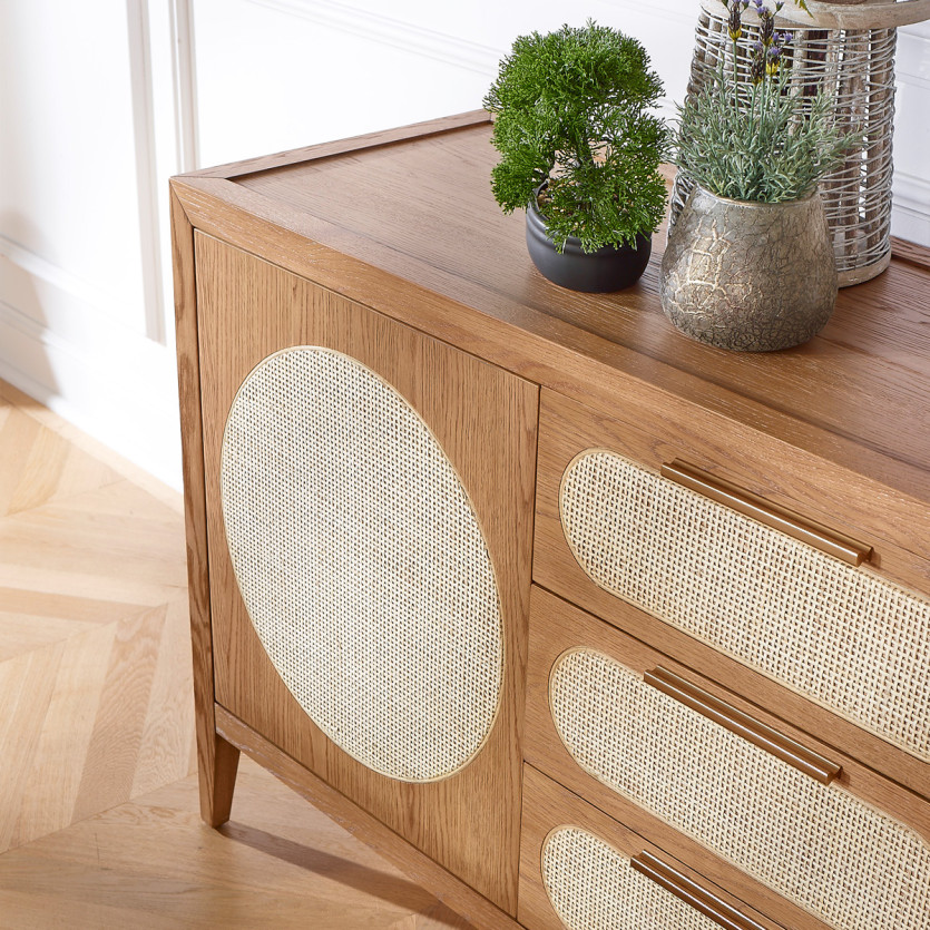 MONTANA - Grand buffet en chêne style contemporain, 2 portes, 3 tiroirs