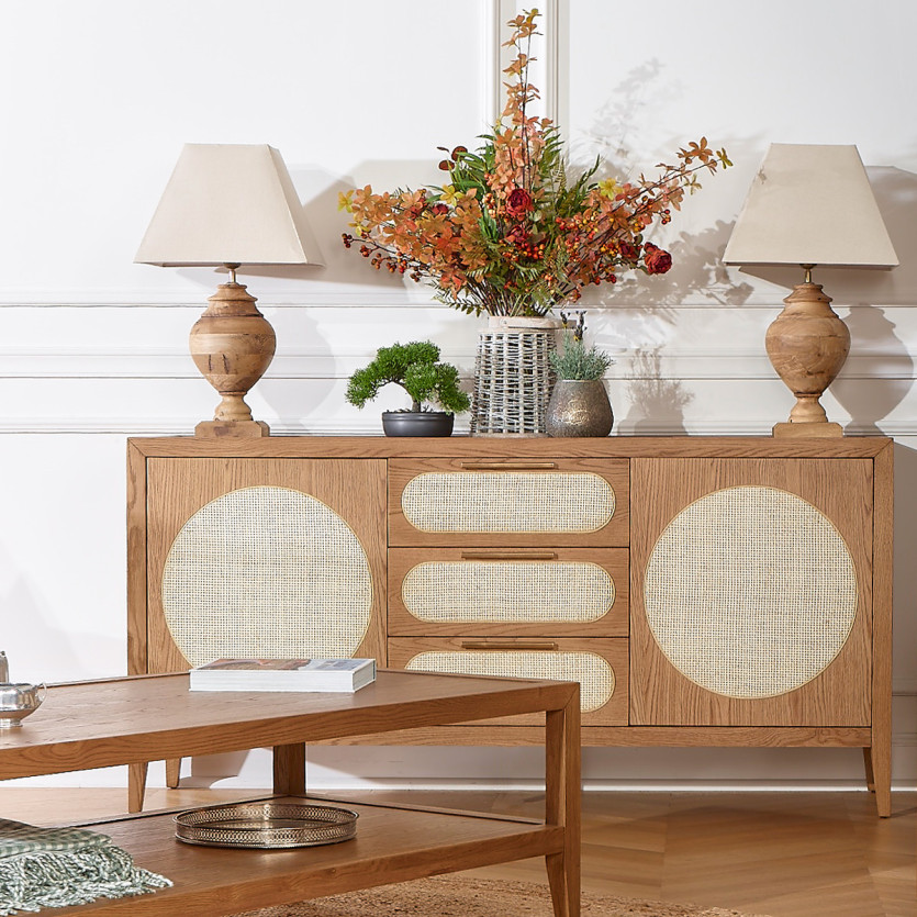 MONTANA - Grand buffet en chêne style contemporain, 2 portes, 3 tiroirs