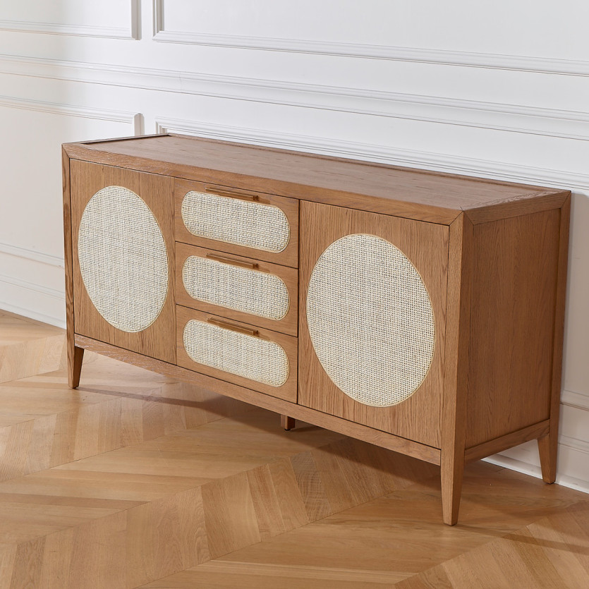 MONTANA - Grand buffet en chêne style contemporain, 2 portes, 3 tiroirs