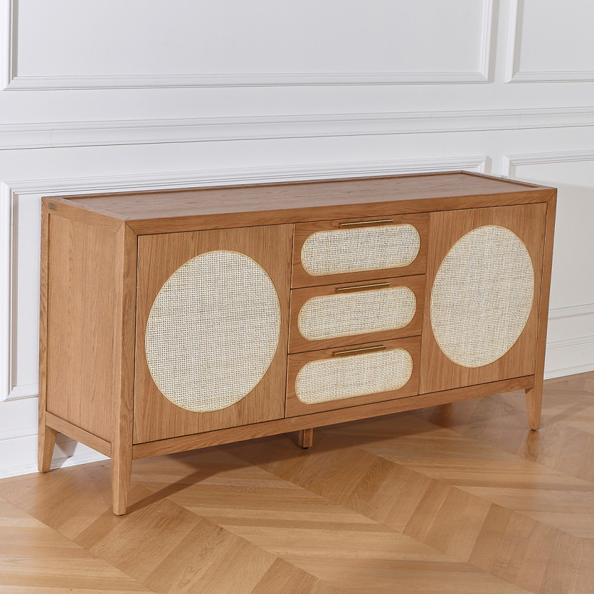 MONTANA - Grand buffet en chêne style contemporain, 2 portes, 3 tiroirs