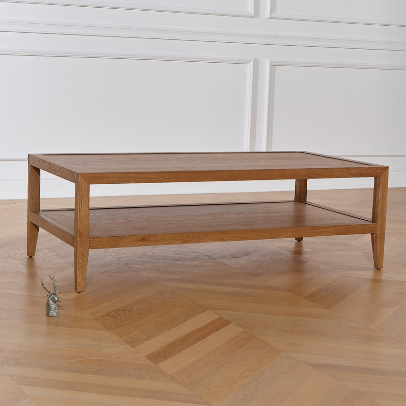 Salontafel MONTANA - Eigentijdse stijl in eikenhout, dubbele tafelblad