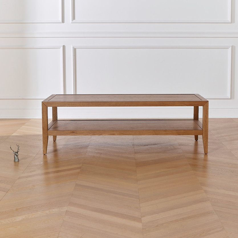 MONTANA - Salontafel in eigentijdse stijl van eikenhout, dubbele plank