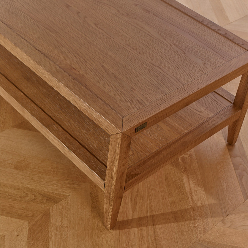 MONTANA - Salontafel in eigentijdse stijl van eikenhout, dubbele plank