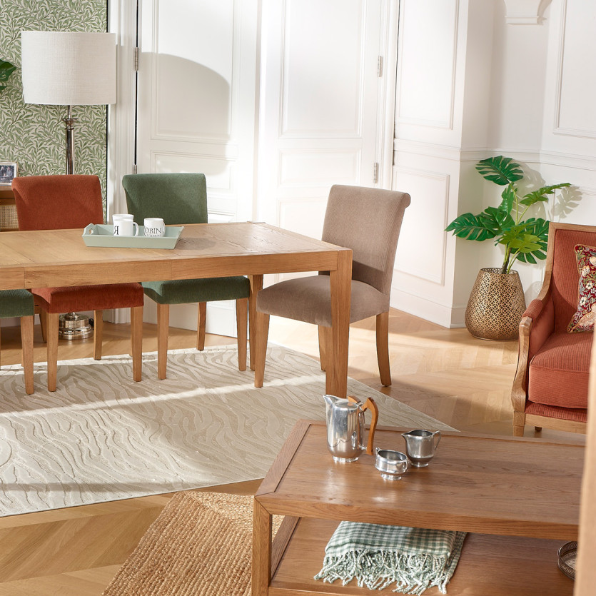 ALBA – Lot de 2 chaises modernes en hévéa massif et velours côtelé