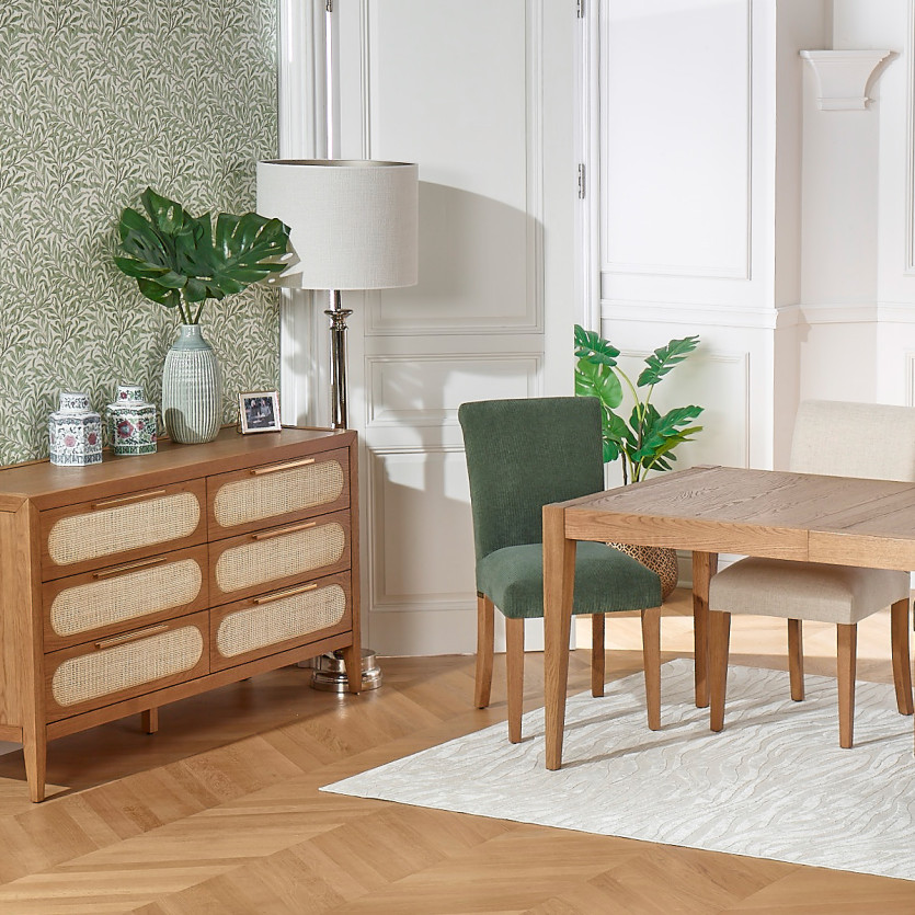 ALBA – Lot de 2 chaises modernes en hévéa massif et velours côtelé