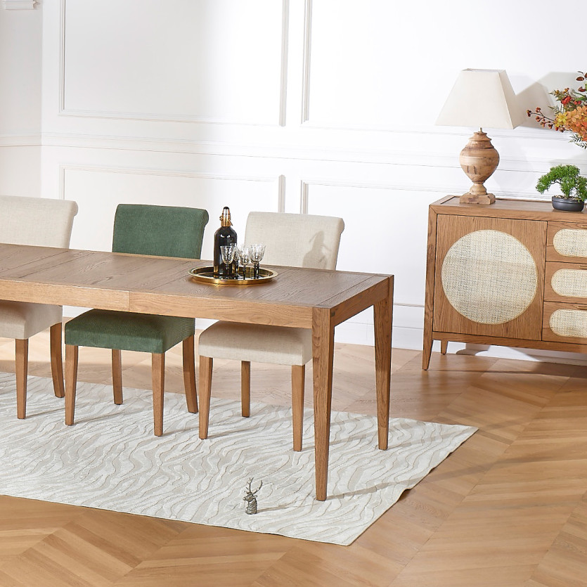 ALBA – Lot de 2 chaises modernes en hévéa massif et velours côtelé